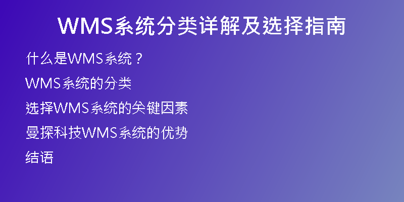 WMS系统分类详解及选择指南