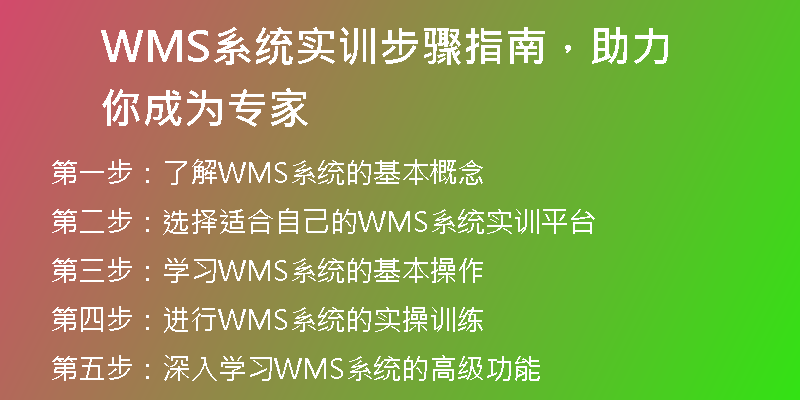 WMS系统实训步骤指南，助力你成为专家