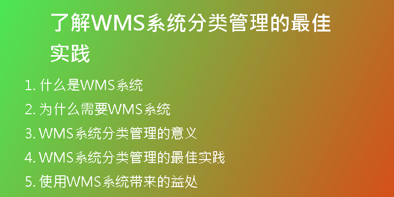 了解WMS系统分类管理的最佳实践